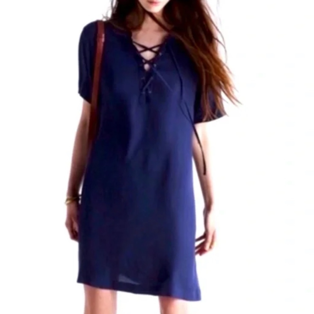 Club Monaco Navy Seona Tie Up Dress
